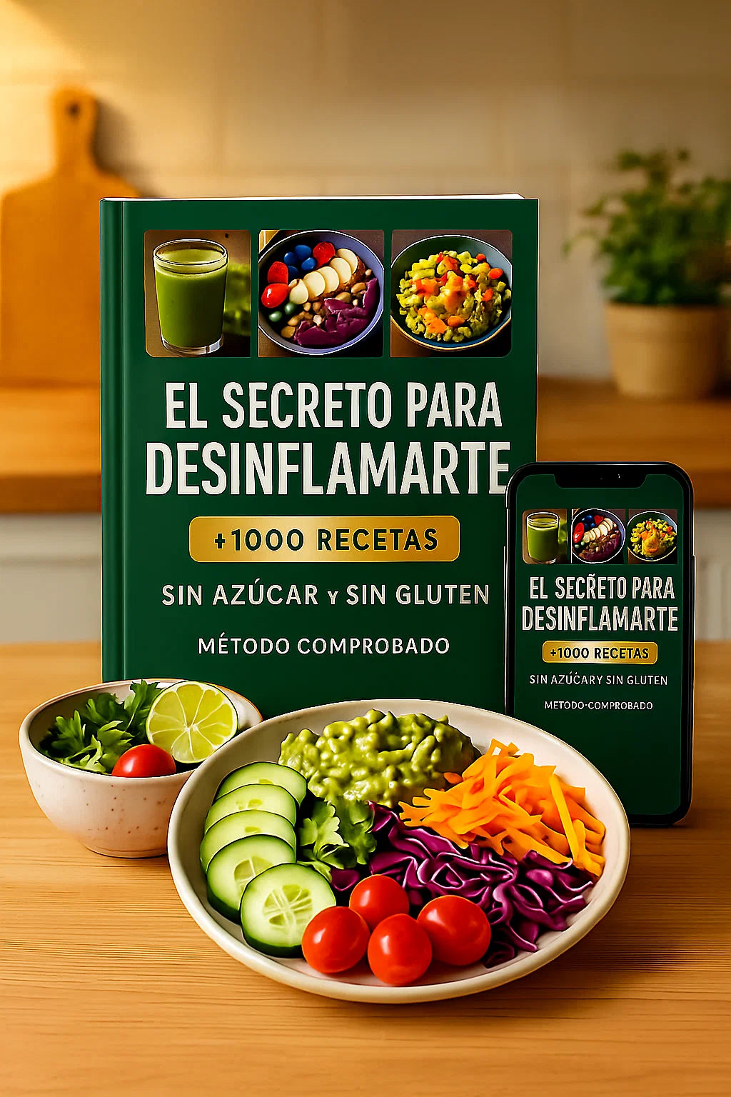El Secreto Para Desinflamarte: +1000 recetas sin azúcar ni gluten + 11 Regalos 🎁!